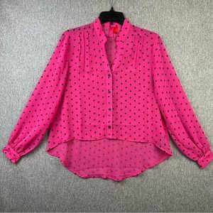 Forever 21 Exclusive Sheer Pink Polka Dot Hi-Low Flowy Blouse Women’s Size Small